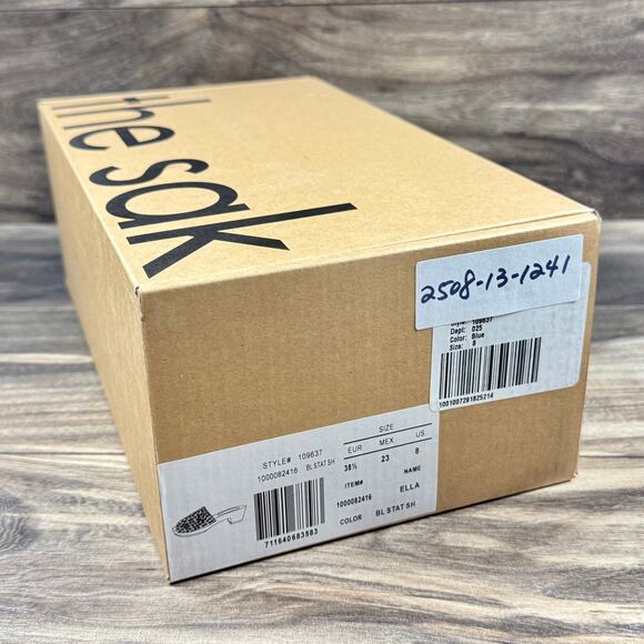 NIB The Sak Ella Hand Crochet Wooden Platform Clog Sandals 8 Blue Static Shell - Picture 10 of 10